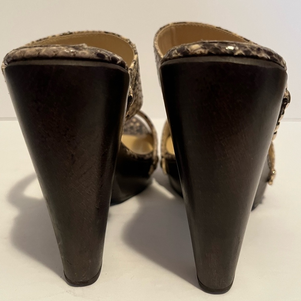 Jimmy Choo Snakeskin Python Slides Sandal Wooden … - image 9
